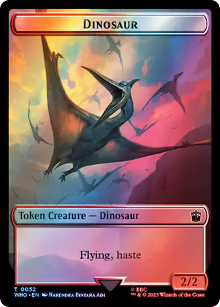 Human Rogue // Dinosaur Double-Sided Token (Surge Foil) [Doctor Who Tokens] - Evolution TCG
