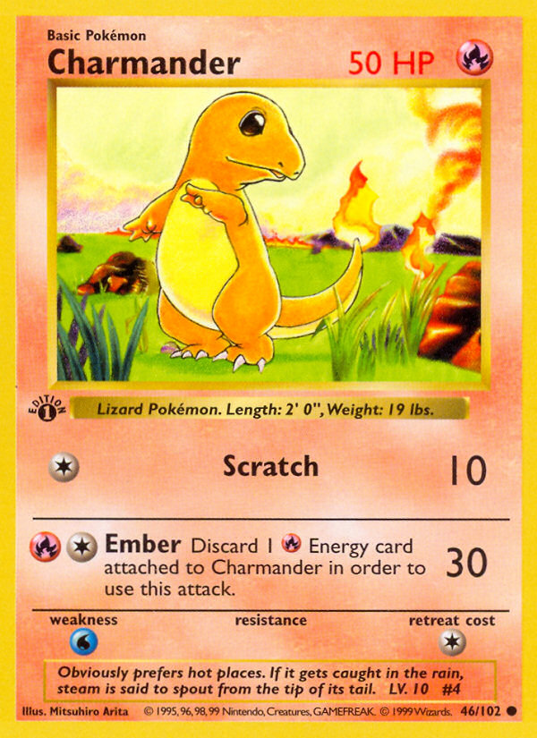 Charmander (46/102) (Shadowless) [Base Set 1st Edition] - Evolution TCG