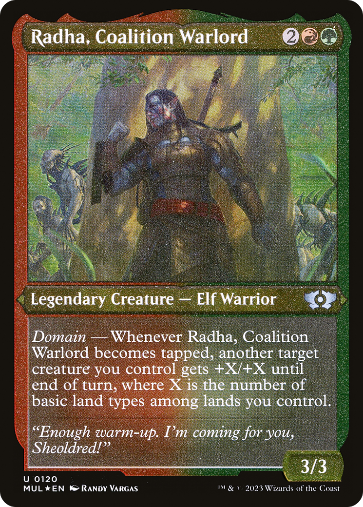 Radha, Coalition Warlord (Foil Etched) [Multiverse Legends] - Evolution TCG