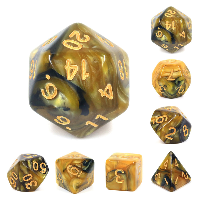 A&H Dice: Blend - Black & Yellow - Poly 7 Die Set - Evolution TCG