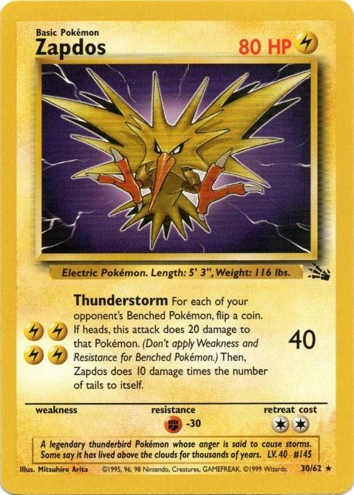 Zapdos (30/62) [Fossil Unlimited] - Evolution TCG