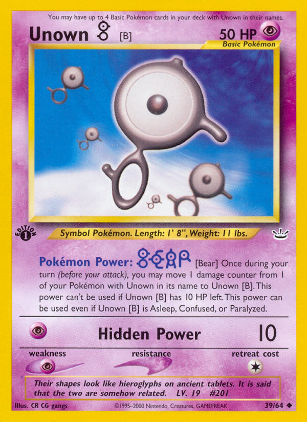 Unown [B] (39/64) [Neo Revelation 1st Edition] - Evolution TCG