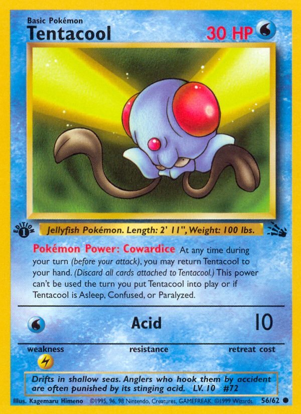 Tentacool (56/62) [Fossil 1st Edition] - Evolution TCG