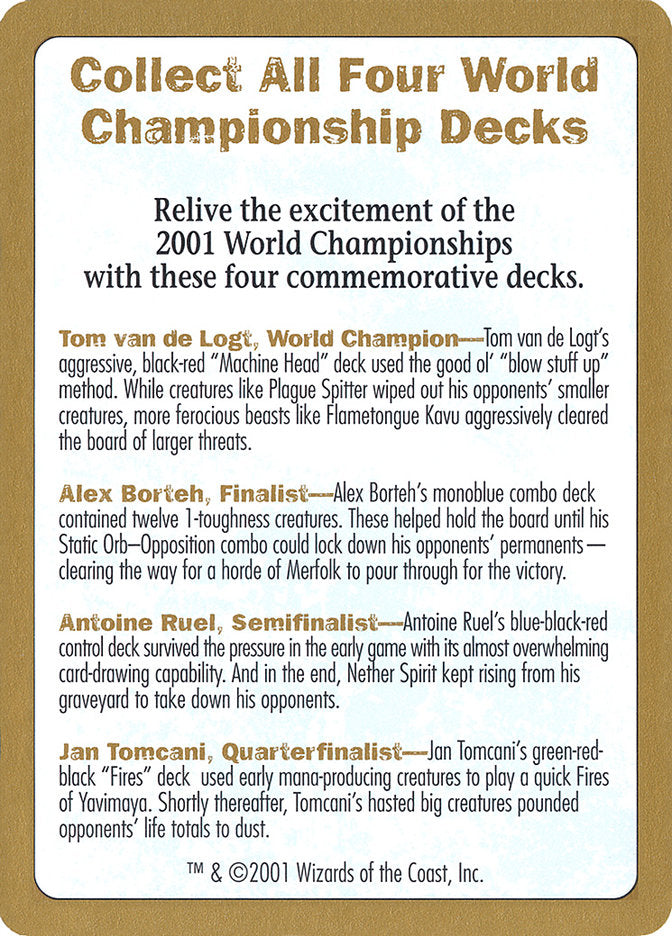 2001 World Championships Ad [World Championship Decks 2001] - Evolution TCG