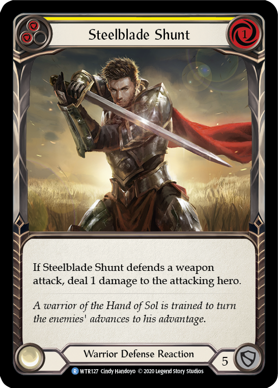 Steelblade Shunt (Yellow) [U-WTR127] (Welcome to Rathe Unlimited)  Unlimited Rainbow Foil - Evolution TCG