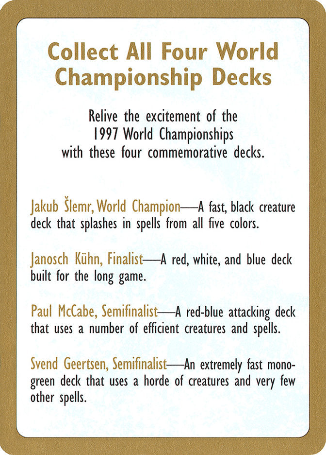 1997 World Championships Ad [World Championship Decks 1997] - Evolution TCG