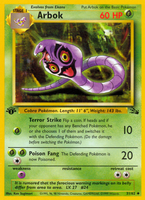 Arbok (31/62) [Fossil 1st Edition] - Evolution TCG
