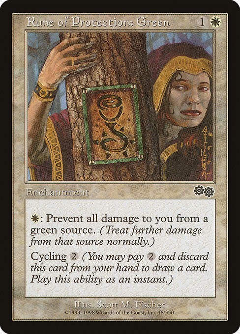 Rune of Protection: Green [Urza's Saga] - Evolution TCG