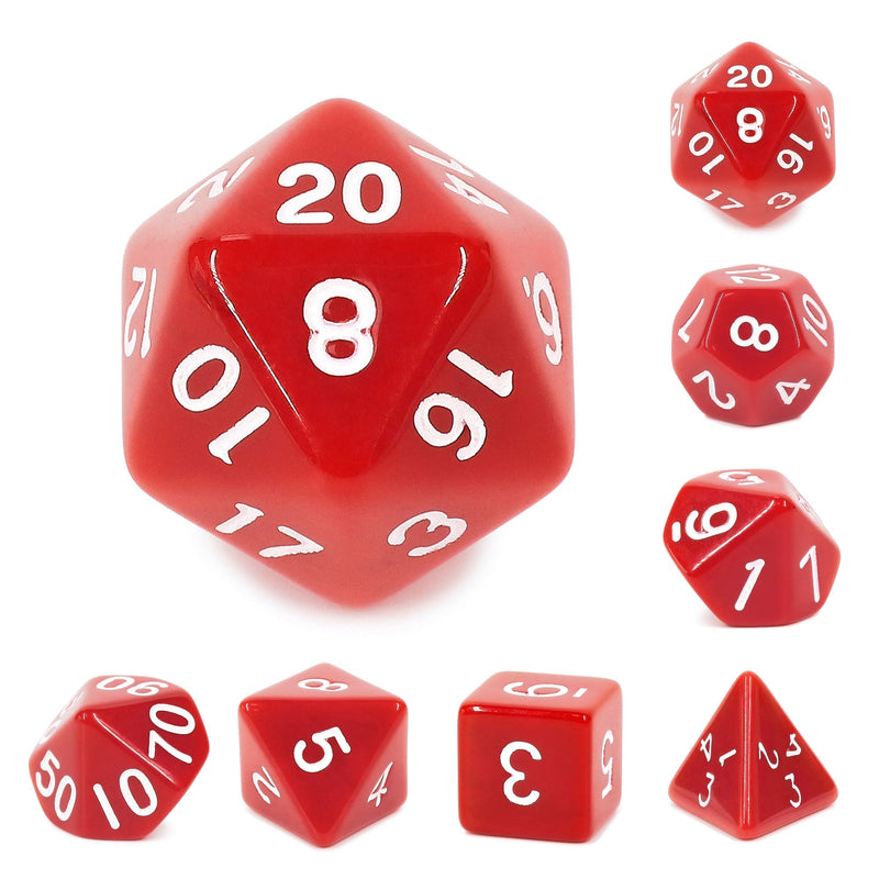 A&H Dice: Red Opaque - Poly 7 Die Set - Evolution TCG