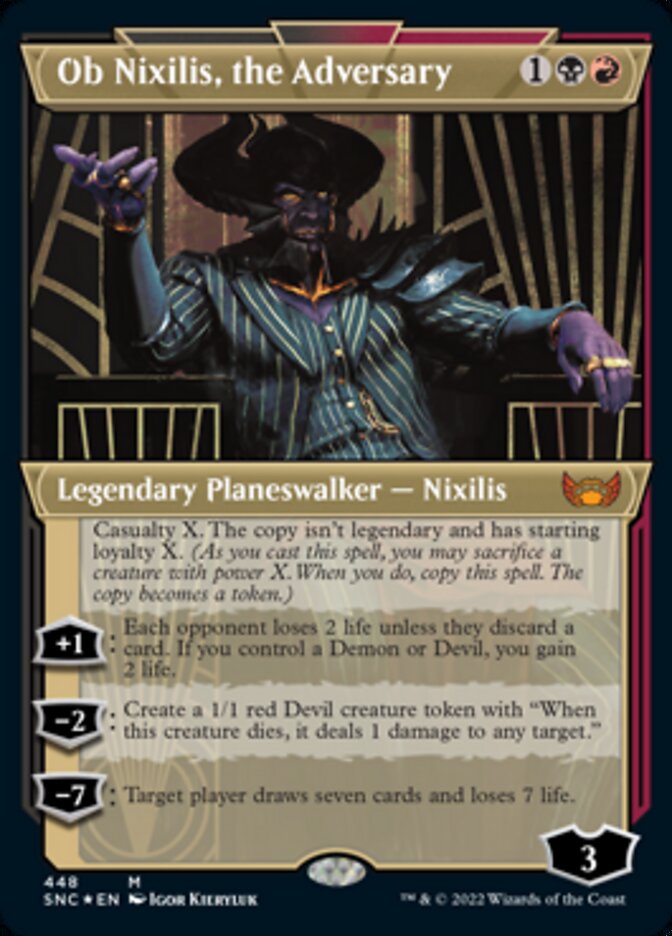 Ob Nixilis, the Adversary (Showcase Art Deco Foil Etched) [Streets of New Capenna] - Evolution TCG