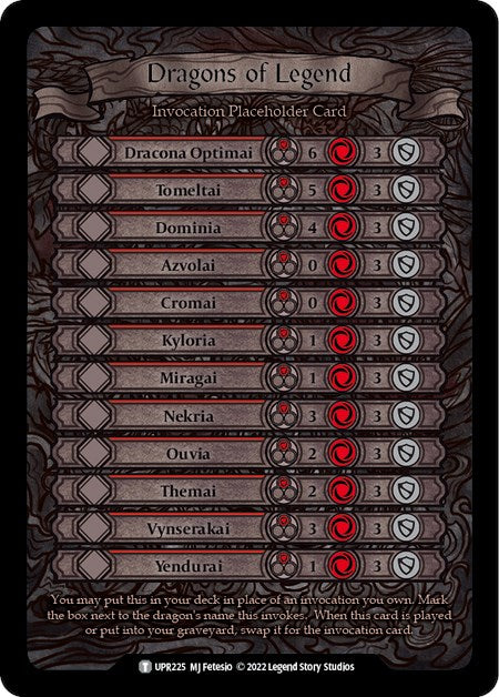 Dragons of Legend Invocation Placeholder Card [UPR225] (Uprising) - Evolution TCG
