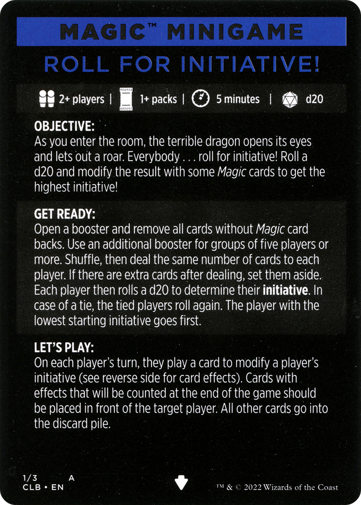 Roll for Initiative! (Magic Minigame) [Commander Legends: Battle for Baldur's Gate Minigame] - Evolution TCG
