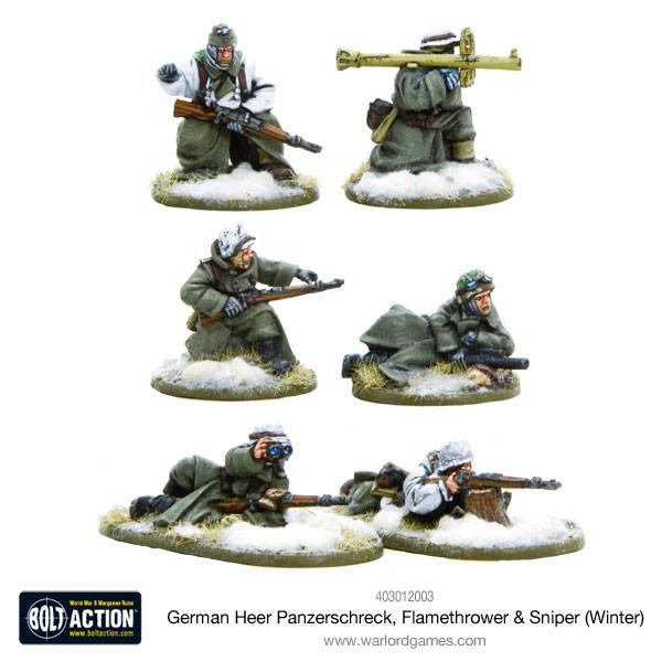 Bolt Action: German Heer Panzerschreck Flamethrower & Sniper teams (Winter) - Evolution TCG