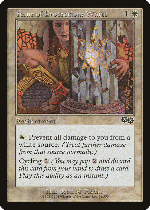 Rune of Protection: White [Urza's Saga] - Evolution TCG