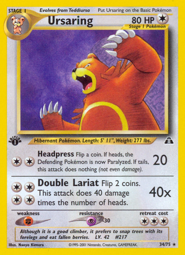 Ursaring (34/75) [Neo Discovery 1st Edition] - Evolution TCG