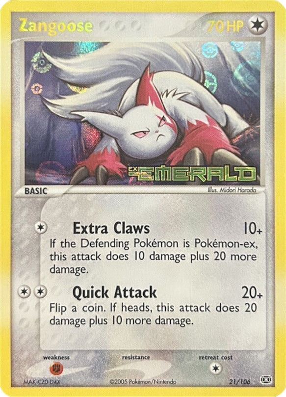 Zangoose (21/106) (Stamped) [EX: Emerald] - Evolution TCG