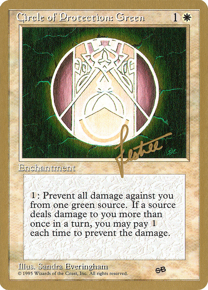 Circle of Protection: Green (Bertrand Lestree) (SB) (4ED) [Pro Tour Collector Set] - Evolution TCG