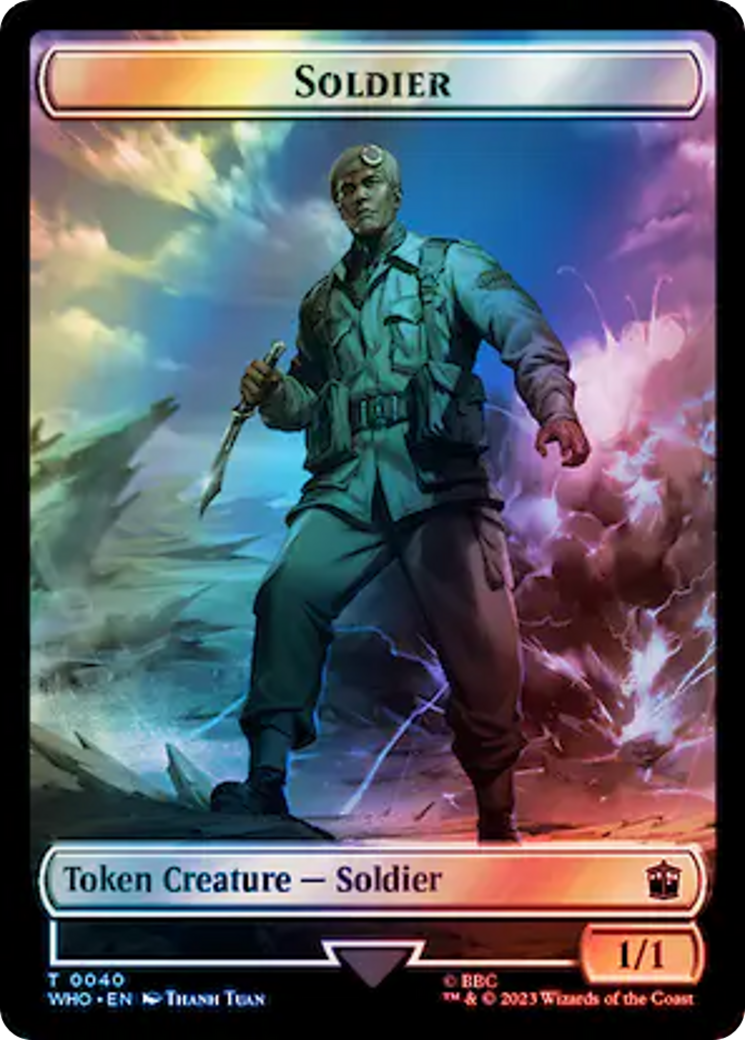 Soldier // Beast Double-Sided Token (Surge Foil) [Doctor Who Tokens] - Evolution TCG