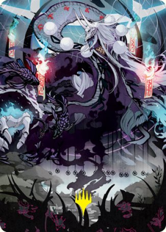 Echo of Death's Wail Art Card (Gold-Stamped Signature) [Kamigawa: Neon Dynasty Art Series] - Evolution TCG