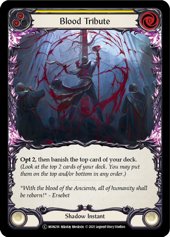 Blood Tribute (Yellow) [U-MON216] (Monarch Unlimited)  Unlimited Normal - Evolution TCG