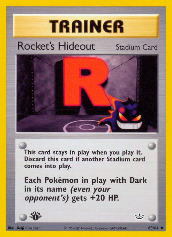 Rocket's Hideout (63/64) [Neo Revelation 1st Edition] - Evolution TCG