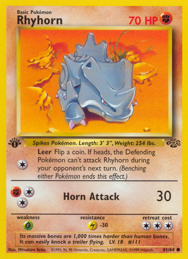 Rhyhorn (61/64) [Jungle 1st Edition] - Evolution TCG