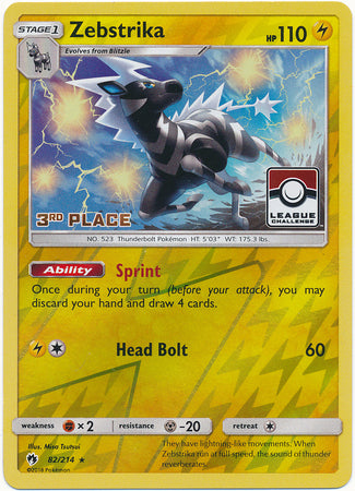 Zebstrika (82/214) (League Promo 3rd Place) [Sun & Moon: Lost Thunder] - Evolution TCG