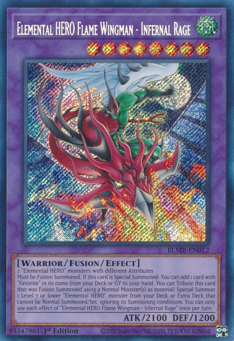 Elemental HERO Flame Wingman - Infernal Rage [BLMR-EN012] Secret Rare - Evolution TCG