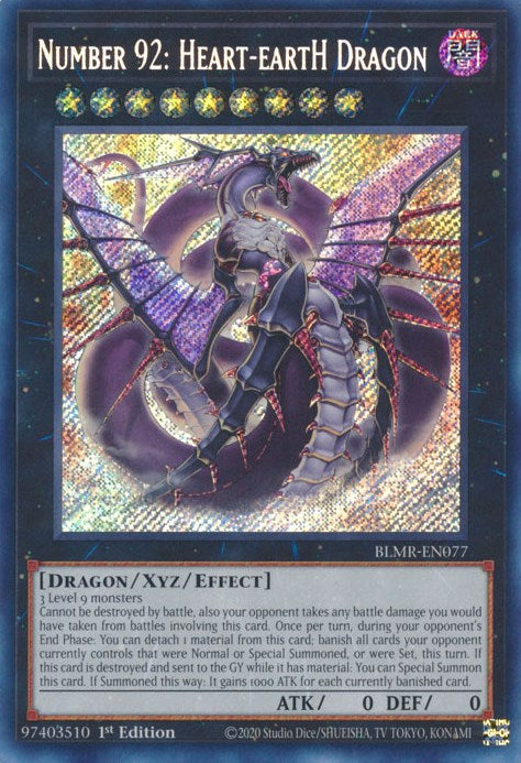 Number 92: Heart-eartH Dragon [BLMR-EN077] Secret Rare - Evolution TCG