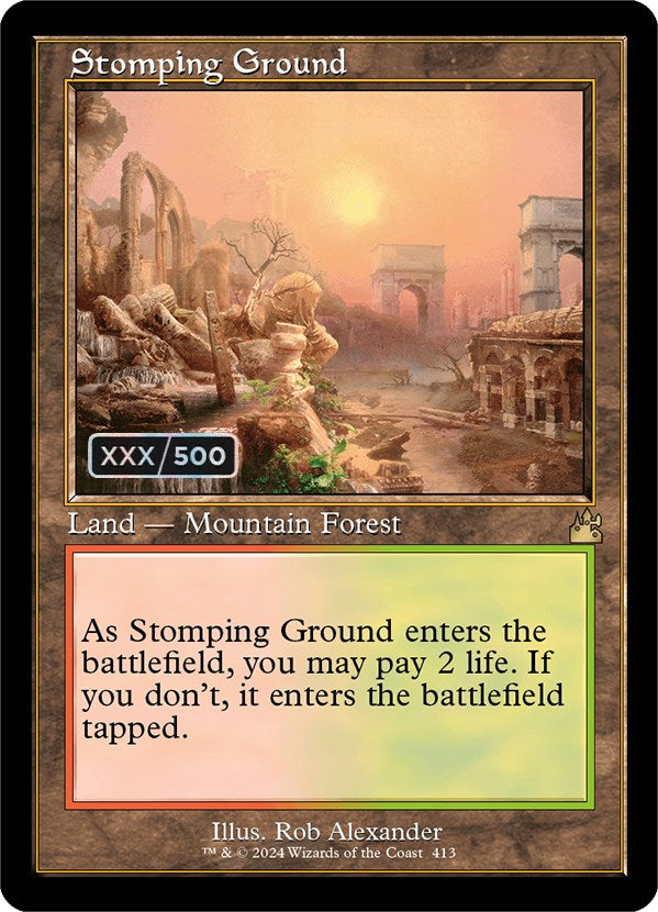Stomping Ground (Retro) (Serialized) [Ravnica Remastered] - Evolution TCG