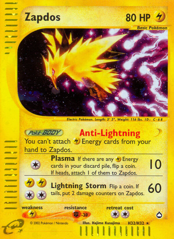 Zapdos (H32/H32) [Aquapolis] - Evolution TCG