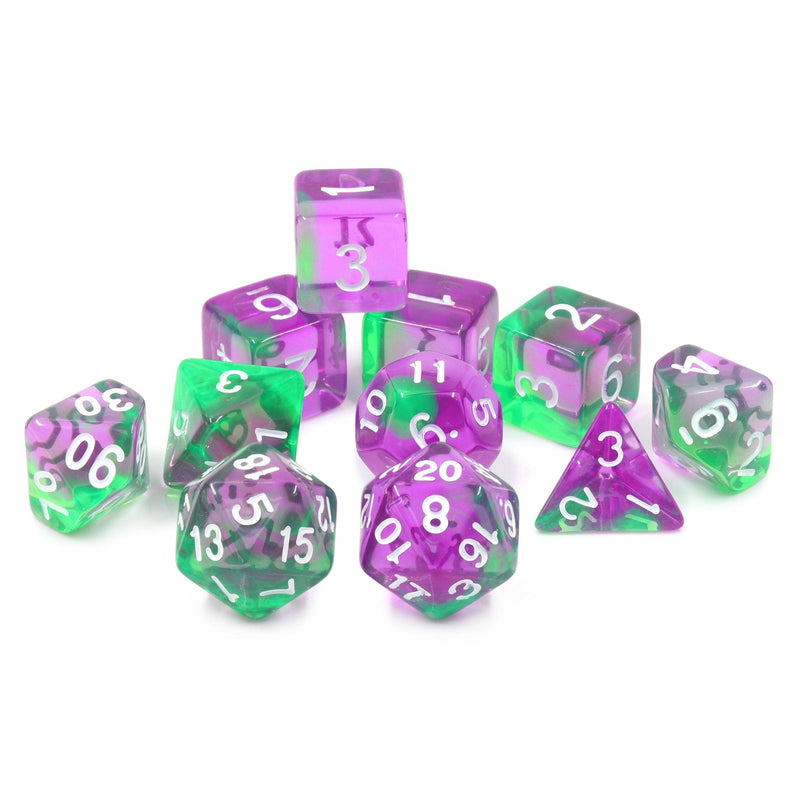 A&H Dice: Violet Evergreen - Poly 11 Die Set - Evolution TCG