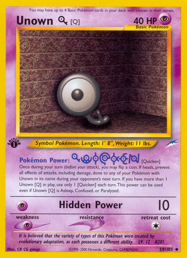 Unown [Q] (59/105) [Neo Destiny 1st Edition] - Evolution TCG