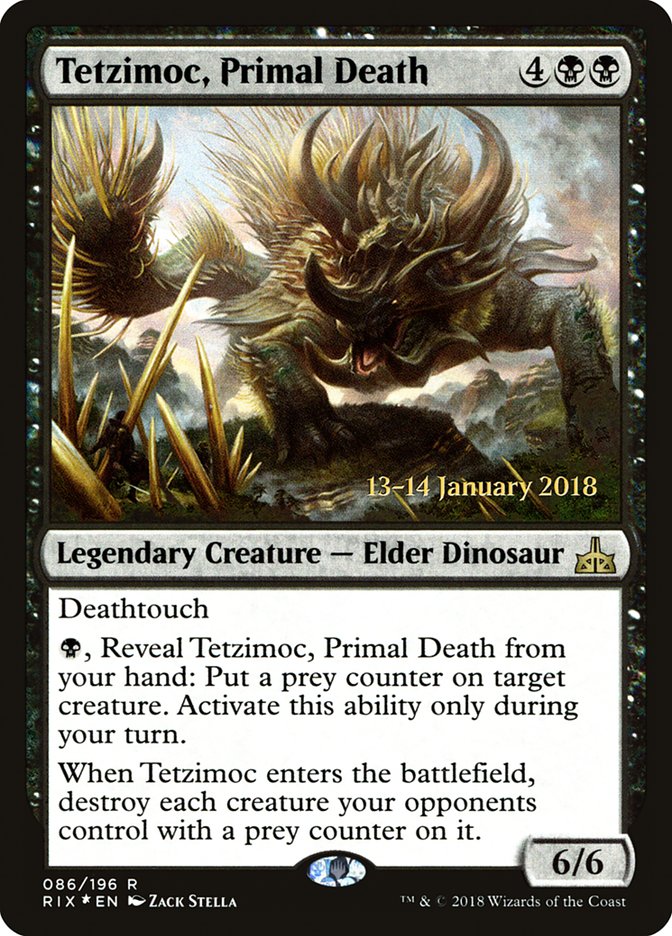 Tetzimoc, Primal Death [Rivals of Ixalan Prerelease Promos] - Evolution TCG