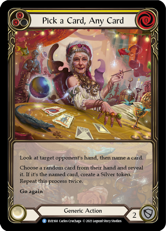 Pick a Card, Any Card (Yellow) [EVR168] (Everfest)  1st Edition Extended Art Rainbow Foil - Evolution TCG