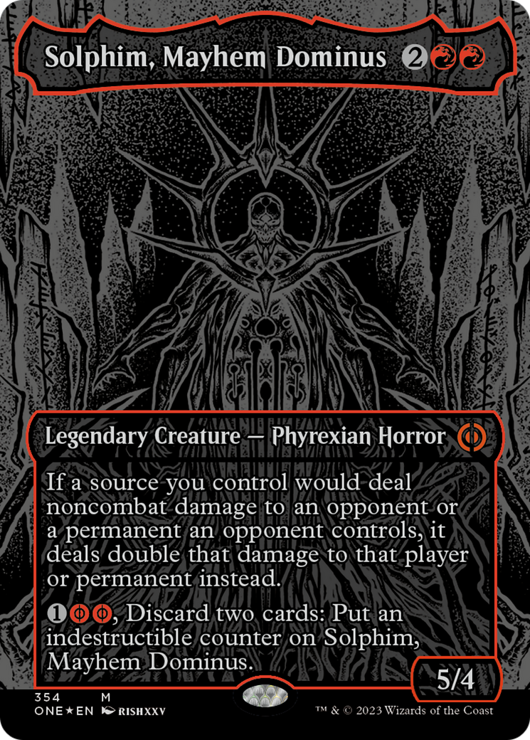 Solphim, Mayhem Dominus (Oil Slick Raised Foil) [Phyrexia: All Will Be One] - Evolution TCG