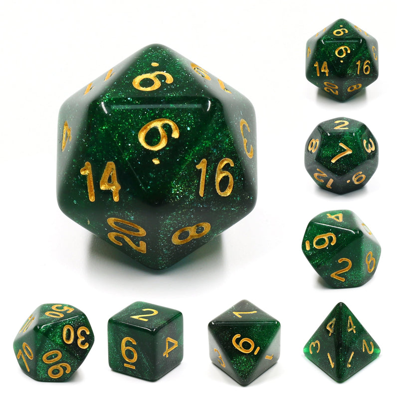 A&H Dice: Galaxy - Green - Poly 7 Die Set - Evolution TCG