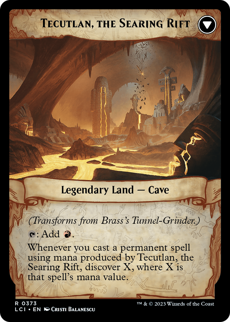 Brass's Tunnel-Grinder // Tecutlan, The Searing Rift (Extended Art) [The Lost Caverns of Ixalan] - Evolution TCG