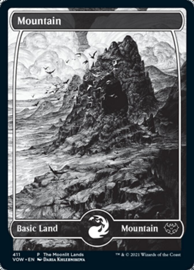 Mountain (The Moonlit Lands) (Foil Etched) [Innistrad: Crimson Vow Promos] - Evolution TCG