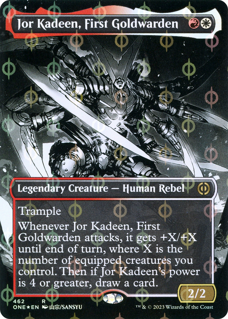 Jor Kadeen, First Goldwarden (Borderless Manga Step-and-Compleat Foil) [Phyrexia: All Will Be One] - Evolution TCG