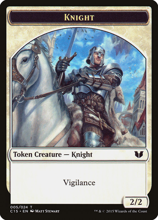Gold // Knight (005) Double-Sided Token [Commander 2015 Tokens] - Evolution TCG