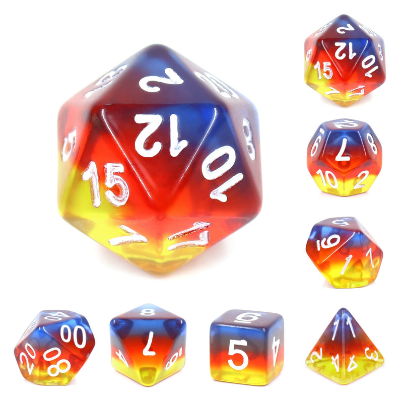 A&H Dice: Transparent - Burning Cloud - Poly 7 Die Set - Evolution TCG