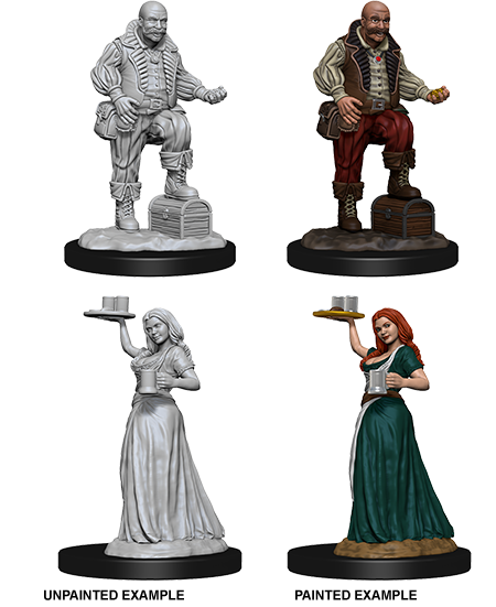 Pathfinder Battles Unpainted Minis - Serving Girl And Merchant - Evolution TCG