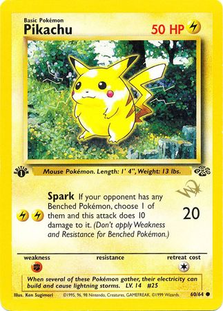 Pikachu (60/64) (W Stamped Promo) [Jungle 1st Edition] - Evolution TCG