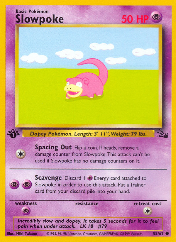 Slowpoke (55/62) [Fossil 1st Edition] - Evolution TCG