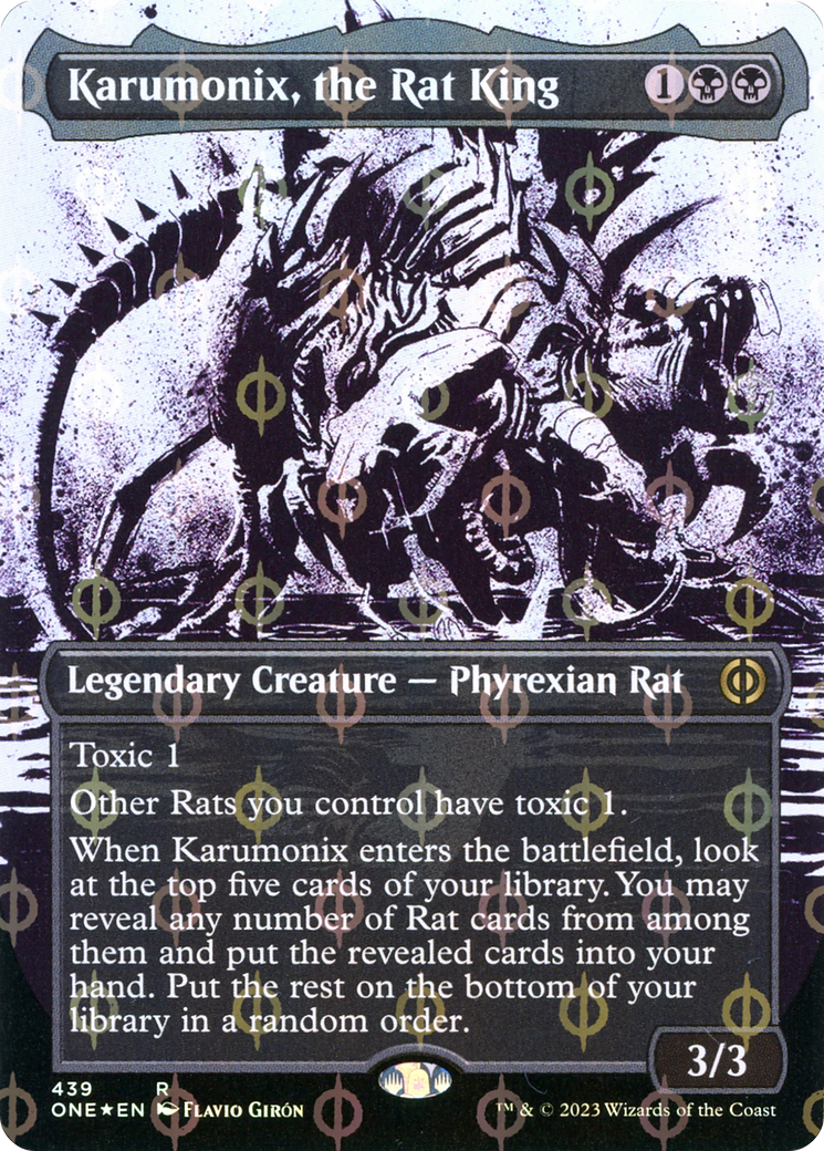 Karumonix, the Rat King (Borderless Ichor Step-and-Compleat Foil) [Phyrexia: All Will Be One] - Evolution TCG