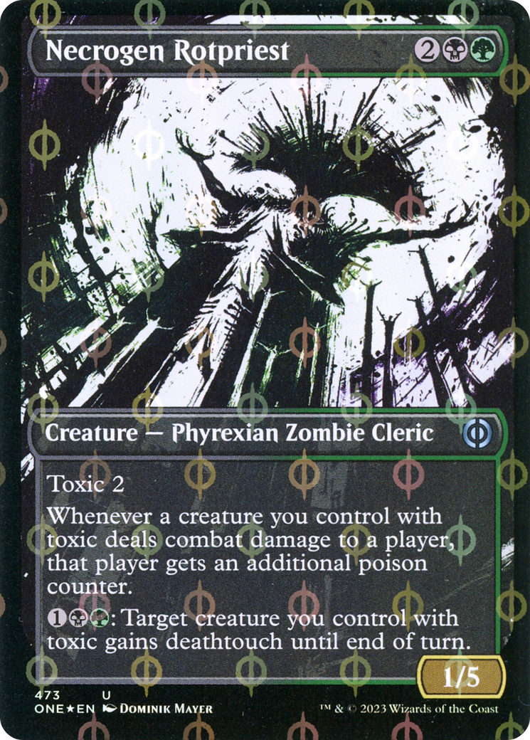 Necrogen Rotpriest (Borderless Ichor Step-and-Compleat Foil) [Phyrexia: All Will Be One] - Evolution TCG