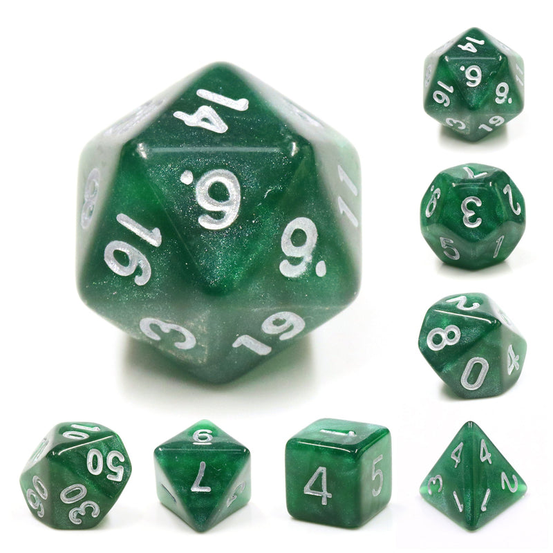 A&H Dice: Dark Forest with Silver Font - Poly 7 Die Set - Evolution TCG