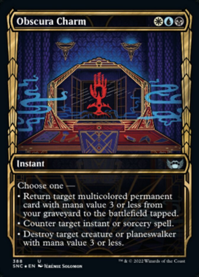 Obscura Charm (Showcase Golden Age Gilded Foil) [Streets of New Capenna] - Evolution TCG