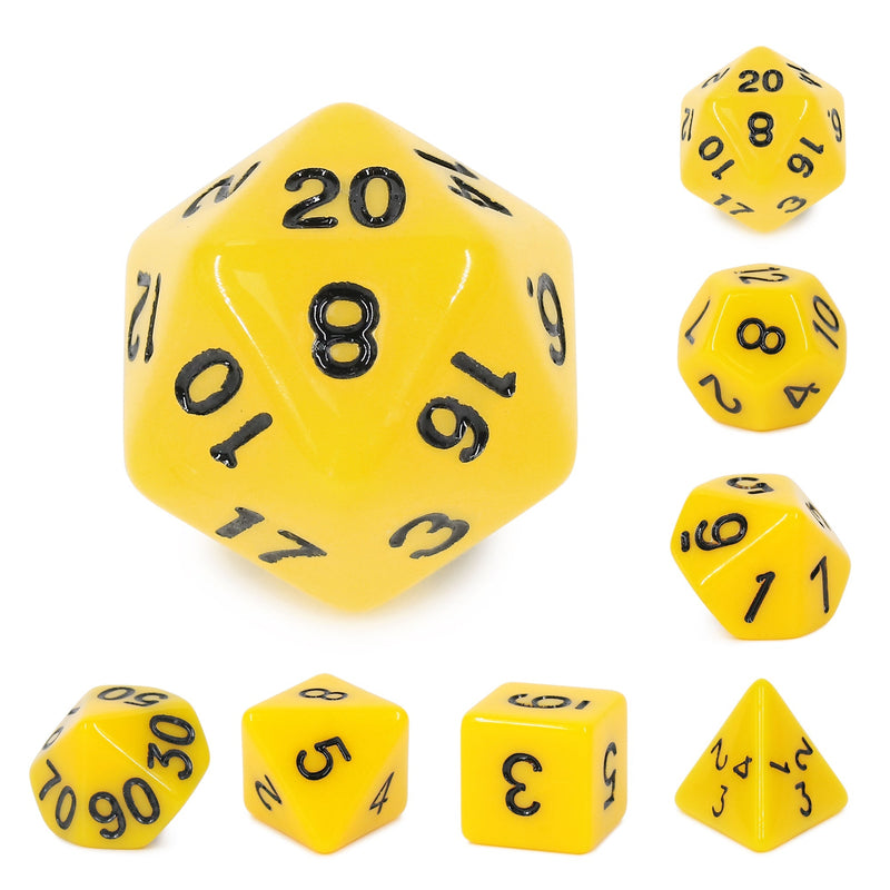 A&H Dice: Yellow Opaque - Poly 7 Die Set - Evolution TCG